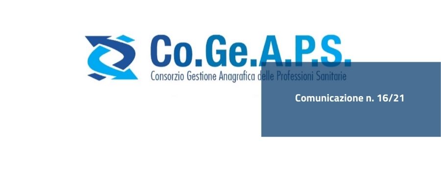 Clicca per accedere all'articolo Comunicazione FNOMCeO - Applicazione Co.Ge.A.P.S